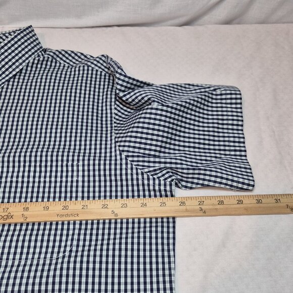 Roundtree & Yorke Gold Label Men's Shirt Size XXL Short Sleeve Blue Plaid (55) - Picture 5 of 10